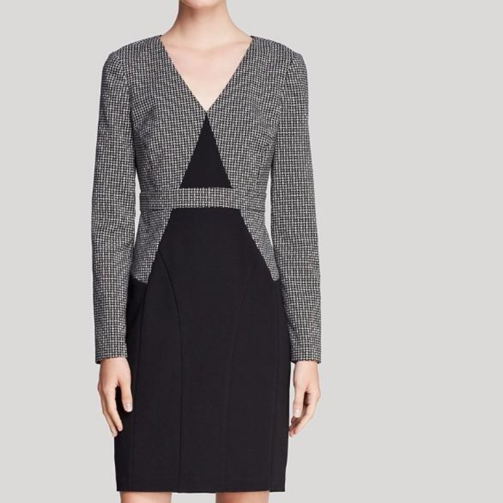 Dvf Diane Von Furstenberg Natasha Combo Long Sleeve Colorblock Suit Dress Nwt
